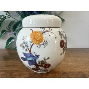 Vintage Sadler England Floral Bird Ginger Jar Ceramic Canister Farmhouse Decor